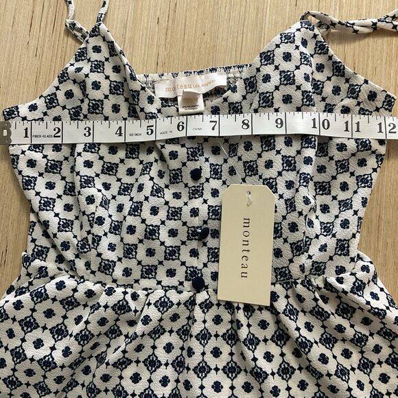 Monteau Spaghetti Strap Smock Top Blue White Small Brand New - Picture 4 of 4